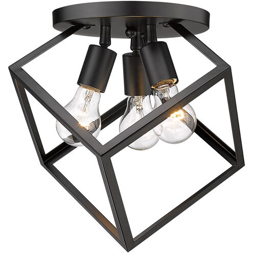 Cassio 3 Light 13 inch Matte Black Semi-flush Ceiling Light